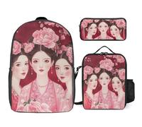 BTCOWZRV Ensemble sac à dos avec trousse à stylos et sac à déjeuner isotherme pour homme et femme - Grande capacité - Sac à dos de voyage décontracté avec sangles réglables, blanc, One Size, Sacs à