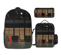 BTCOWZRV Ensemble sac à dos avec trousse à stylos et sac à déjeuner isotherme pour homme et femme - Grande capacité - Sac à dos de voyage décontracté avec sangles réglables - Sac à dos d'ordinateur -