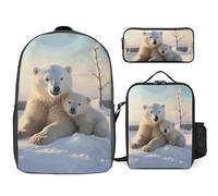 BTCOWZRV Ensemble sac à dos avec trousse à stylos et sac à déjeuner isotherme pour homme et femme - Grande capacité - Sac à dos de voyage décontracté avec sangles réglables, blanc, One Size, Sacs à