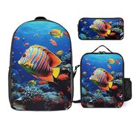 BTCOWZRV Ensemble sac à dos avec trousse à stylos et sac à déjeuner isotherme pour homme et femme, grande capacité, sac à dos de voyage décontracté avec sangles réglables, sac à dos d'ordinateur,