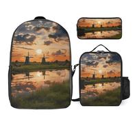 BTCOWZRV Ensemble sac à dos avec trousse à stylos et sac à déjeuner isotherme pour homme et femme, grande capacité, sac à dos de voyage décontracté avec sangles réglables, sac à dos d'ordinateur,