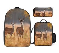 BTCOWZRV Ensemble sac à dos avec trousse à stylos et sac à déjeuner isotherme pour homme et femme - Grande capacité - Sac à dos de voyage décontracté avec sangles réglables, blanc, One Size, Sacs à