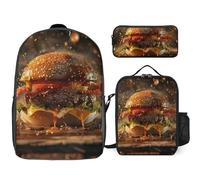 BTCOWZRV Ensemble sac à dos avec trousse à stylos et sac à déjeuner isotherme pour homme et femme - Grande capacité - Sac à dos de voyage décontracté avec sangles réglables - Sac à dos d'ordinateur -