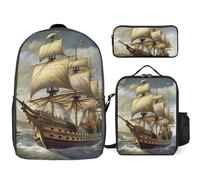 BTCOWZRV Ensemble sac à dos avec trousse à stylos et sac à déjeuner isotherme pour homme et femme - Grande capacité - Sac à dos de voyage décontracté avec sangles réglables - Sac à dos d'ordinateur -