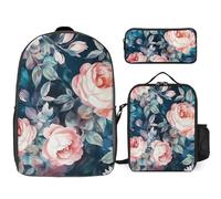 BTCOWZRV Ensemble sac à dos avec trousse à stylos et sac à déjeuner isotherme pour homme et femme - Grande capacité - Sac à dos de voyage décontracté avec sangles réglables - Sac à dos d'ordinateur -