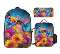 BTCOWZRV Ensemble sac à dos avec trousse à stylos et sac à déjeuner isotherme pour homme et femme, grande capacité, sac à dos de voyage décontracté avec sangles réglables, sac à dos d'ordinateur,