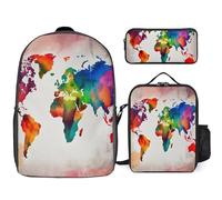 BTCOWZRV Ensemble sac à dos avec trousse à stylos et sac à déjeuner isotherme pour homme et femme - Grande capacité - Sac à dos de voyage décontracté avec sangles réglables - Sac à dos d'ordinateur -