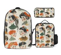 BTCOWZRV Ensemble sac à dos avec trousse à stylos et sac à déjeuner isotherme pour homme et femme - Grande capacité - Sac à dos de voyage décontracté avec sangles réglables - Sac à dos d'ordinateur -