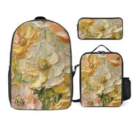 BTCOWZRV Ensemble sac à dos avec trousse à stylos et sac à déjeuner isotherme pour homme et femme - Grande capacité - Sac à dos de voyage décontracté avec sangles réglables, blanc, One Size, Sacs à