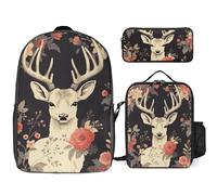 BTCOWZRV Ensemble sac à dos avec trousse à stylos et sac à déjeuner isotherme pour homme et femme, grande capacité, sac à dos de voyage décontracté avec sangles réglables, sac à dos d'ordinateur,