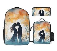 BTCOWZRV Ensemble sac à dos avec trousse à stylos et sac à déjeuner isotherme pour homme et femme, grande capacité, sac à dos de voyage décontracté avec sangles réglables, sac à dos d'ordinateur,