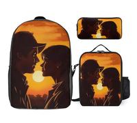 BTCOWZRV Ensemble sac à dos avec trousse à stylos et sac à déjeuner isotherme pour homme et femme, grande capacité, sac à dos de voyage décontracté avec sangles réglables, sac à dos d'ordinateur,