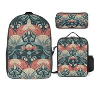 BTCOWZRV Ensemble sac à dos avec trousse à stylos et sac à déjeuner isotherme pour homme et femme - Grande capacité - Sac à dos de voyage décontracté avec sangles réglables, blanc, One Size, Sacs à