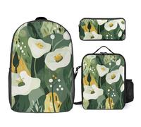 BTCOWZRV Ensemble sac à dos avec trousse à stylos et sac à déjeuner isotherme pour homme et femme - Grande capacité - Sac à dos de voyage décontracté avec sangles réglables - Sac à dos d'ordinateur -