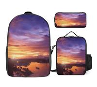 BTCOWZRV Ensemble sac à dos avec trousse à stylos et sac à déjeuner isotherme pour homme et femme - Grande capacité - Sac à dos de voyage décontracté avec sangles réglables - Sac à dos d'ordinateur -