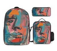 BTCOWZRV Ensemble sac à dos avec trousse à stylos et sac à déjeuner isotherme pour homme et femme - Grande capacité - Sac à dos de voyage décontracté avec sangles réglables, blanc, One Size, Sacs à