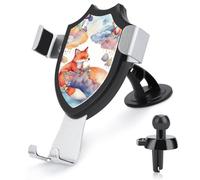 BTCOWZRV Fox and Clouds Support de téléphone de voiture [ventouse et clip les plus puissants] Support de téléphone portable pour tableau de bord, pare-brise et grille d'aération, support universel
