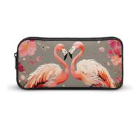 BTCOWZRV Grande trousse à crayons avec flamants roses et fleurs - Esthétique - Pour homme et femme - Trousse de maquillage portable multifonction pour pièces de monnaie - Style : 22 x 12 x 5 cm, Style