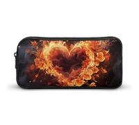 BTCOWZRV Grande trousse à crayons avec fleurs de feu et cœur - Esthétique - Pour homme et femme - Trousse de maquillage portable multifonction pour pièces de monnaie - Style : 22 x 12 x 5 cm, Style :,