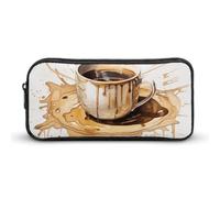 BTCOWZRV Grande trousse à crayons avec motif de tasse - Esthétique - Pour homme et femme - Trousse de maquillage portable multifonction pour pièces de monnaie - Pour bureau, vacances, style 22 x 12 x