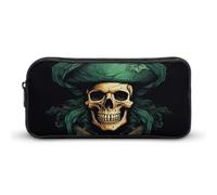 BTCOWZRV Grande trousse à crayons avec motif tête de mort de pirate - Esthétique - Pour homme et femme - Trousse de maquillage portable multifonction pour pièces de monnaie - Pour bureau, vacances,