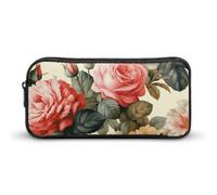 BTCOWZRV Grande trousse à crayons vintage à motif floral - Esthétique - Pour homme et femme - Trousse de maquillage portable multifonction pour pièces de monnaie - Pour bureau, vacances, style 22 x 12