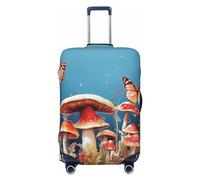 BTCOWZRV Housse de bagage à motif champignons et papillons - Housse de protection élastique pour bagages de 45,7 à 81,3 cm, Noir/blanc, S