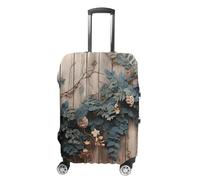 BTCOWZRV Housse de bagage à motif floral sur bois rustique, housse de protection lavable, anti-rayures, anti-saleté, pour coffre de 45,7 à 81,3 cm, Style :, L