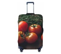 BTCOWZRV Housse de bagage avec impression de tomates sur une table en bois, housse de valise de voyage élastique pour bagages de 45,7 à 81,3 cm, Noir , L