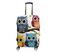 BTCOWZRV Housse de bagage de voyage avec motif hiboux sur branches d'arbre, housse de bagage anti-poussière pour valise, épaisse, élastique, lavable, convient aux bagages de 48,3 à 81,3 cm, blanc, XL