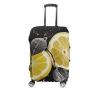 BTCOWZRV Housse de bagage de voyage jaune et blanc anti-poussière pour valise, housse de bagage épaisse élastique lavable pour bagages de 48,3 à 81,3 cm, blanc, L