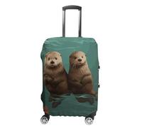 BTCOWZRV Housse de bagage de voyage Otters in Love - Anti-poussière - Pour valises - Épais - Élastique - Lavable - Convient aux bagages de 48,3 à 81,3 cm, blanc, S
