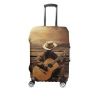 BTCOWZRV Housse de bagage de voyage Western Musique - Anti-poussière - Housse de bagage pour valise épaisse et élastique - Lavable - Convient aux bagages de 48,3 à 81,3 cm, blanc, M