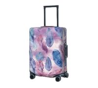 BTCOWZRV Housse de bagage élastique lavable avec motif plume bleue pour bagages de 45,7 à 81,3 cm, housse de bagage de voyage portable, anti-poussière et anti-rayures, Noir , S