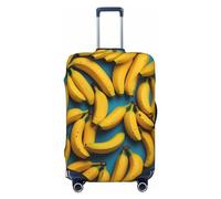 BTCOWZRV Housse de protection élastique lavable et anti-rayures pour valise de voyage anti-poussière pour bagages de 45,7 à 81,3 cm Motif bananes sur table bleue, Noir , L