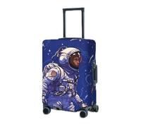 BTCOWZRV Housse de protection élastique lavable pour valise, motif astronaute noir sur bleu, 45,7 à 81,3 cm, housse de bagage portable, anti-poussière et anti-rayures, Noir , x-large