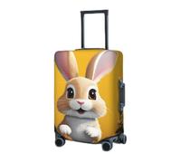 BTCOWZRV Housse de protection élastique lavable pour valise, motif lapin à fleurs printanières, 45,7 à 81,3 cm, housse de bagage de voyage portable, anti-poussière et anti-rayures, Noir , S