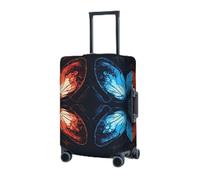 BTCOWZRV Housse de protection élastique lavable pour valise, motif papillons bleus et rouges de 45,7 à 81,3 cm, housse de bagage de voyage portable, anti-poussière et anti-rayures, Noir , S