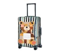 BTCOWZRV Housse de protection élastique lavable pour valise, ours et codes-barres pour bagages de 45,7 à 81,3 cm, housse de bagage de voyage portable, anti-poussière et anti-rayures, Noir , L