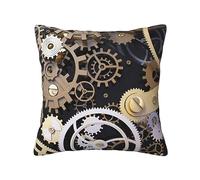 BTCOWZRV Housses de coussin carrées 45,7 x 45,7 cm avec engrenages mécaniques steampunk, imprimées, douces et durables pour lit, canapé, chambre à coucher