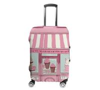 BTCOWZRV Ice Cream Store Housse de bagage de voyage anti-poussière pour valise épaisse élastique lavable pour bagages de 48,3 à 81,3 cm Rose, blanc, M