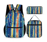 BTCOWZRV Lot de 3 sacs à dos multifonction de grande capacité avec motif à pois pour ordinateur portable avec sac à déjeuner, trousse à crayons, sac à dos tendance et sac à stylos, cadeau de voyage,