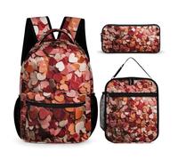 BTCOWZRV Lot de 3 sacs à dos multifonction de grande capacité en forme de cœur pour ordinateur portable avec sac à déjeuner, trousse à crayons, sac à dos tendance et sac à stylos 3 en 1, cadeau de