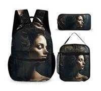 BTCOWZRV Lot de 3 sacs à dos multifonction de grande capacité pour femme derrière la vieille horloge sac à dos pour ordinateur portable avec sac à déjeuner, trousse à crayons, sac à dos tendance et