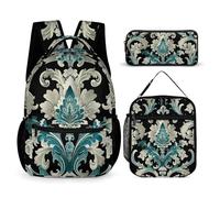 BTCOWZRV Lot de 3 sacs à dos multifonction de grande capacité pour ordinateur portable avec sac à déjeuner, trousse à crayons, sac à dos tendance et sac à stylos 3 en 1, cadeau de voyage, style,