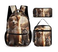 BTCOWZRV Lot de 3 sacs à dos multifonction de grande capacité pour ordinateur portable avec sac à déjeuner, trousse à crayons, sac à dos tendance et sac à stylos, cadeau de voyage, style, taille