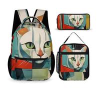 BTCOWZRV Lot de 3 sacs à dos multifonction de grande capacité pour ordinateur portable avec sac à déjeuner, trousse à crayons, sac à dos tendance et sac à stylos, cadeau de voyage, style, taille