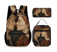 BTCOWZRV Lot de 3 sacs à dos multifonction de grande capacité pour ordinateur portable avec sac à déjeuner, trousse à crayons, sac à dos tendance et sac à stylos 3 en 1 pour voyage, style, taille