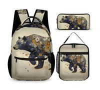 BTCOWZRV Lot de 3 sacs à dos multifonction de grande capacité pour ordinateur portable avec sac à déjeuner, trousse à crayons, sac à dos tendance et sac à stylos, cadeau de voyage, style, taille