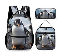 BTCOWZRV Lot de 3 sacs à dos multifonction de grande capacité pour ordinateur portable avec sac à déjeuner, trousse à crayons, sac à dos tendance et sac à stylos, cadeau de voyage, style, taille